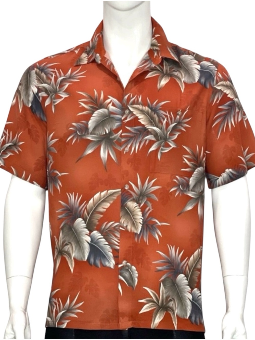 Croft & Barrow Orange Tropical Palm Print Short Sleeve Button Down Shirt